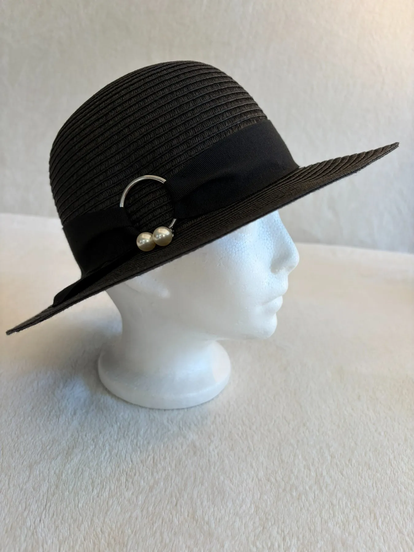 A black straw dome hat for kids from Hats by Cherish, number 308