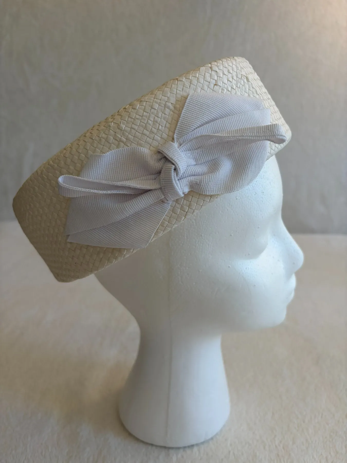 A cream straw pillbox hat for kids from Hats by Cherish, number 383