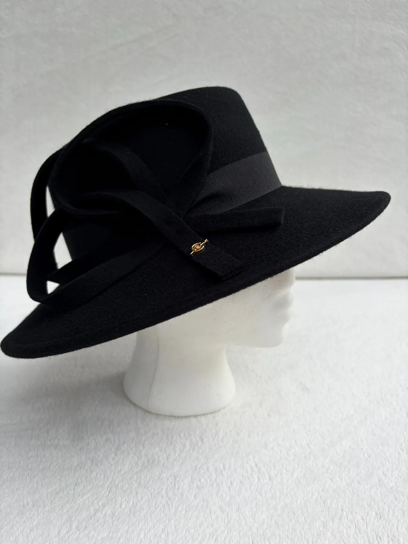 A black felt dome hat from Hats by Cherish, number 709 (sold)